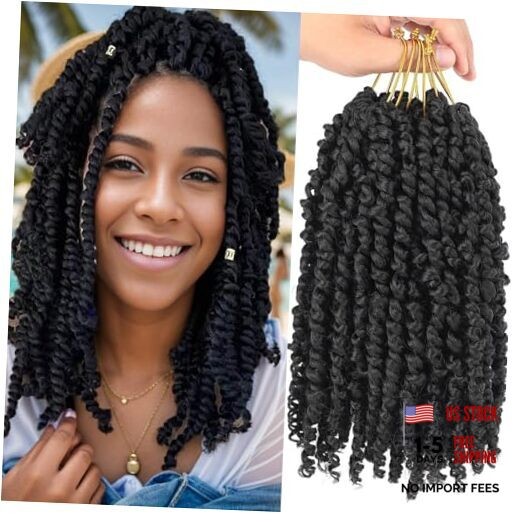 Passion Twist Crochet Hair 10 Inch 6 Packs Pre-Twisted, 10 Inch (Pack of 6) 1B
