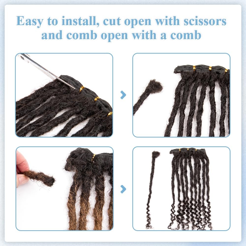 Originea 0.6Cm 6-18 Inch 100 Human Hair Dreadlock Extensions Curly Ends Loc