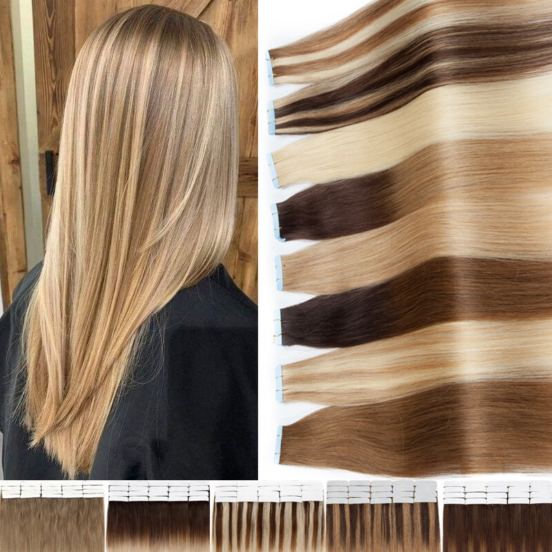Invisible Tape In 100% Remy Human Hair Extensions Russian Skin Weft 150g 60pc US