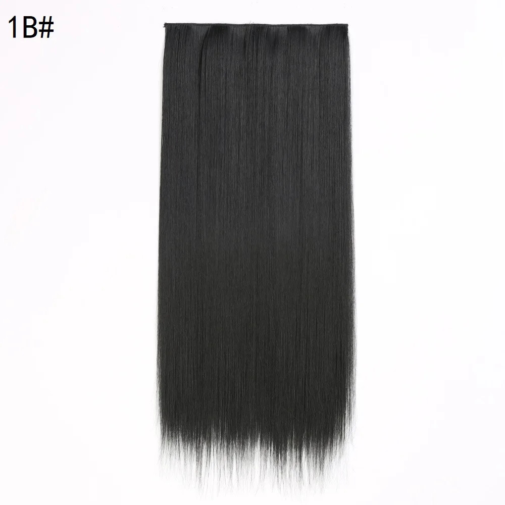 Five-card Clip In Synthetic Long Straight One Piece Hair Extension Seamless Hair