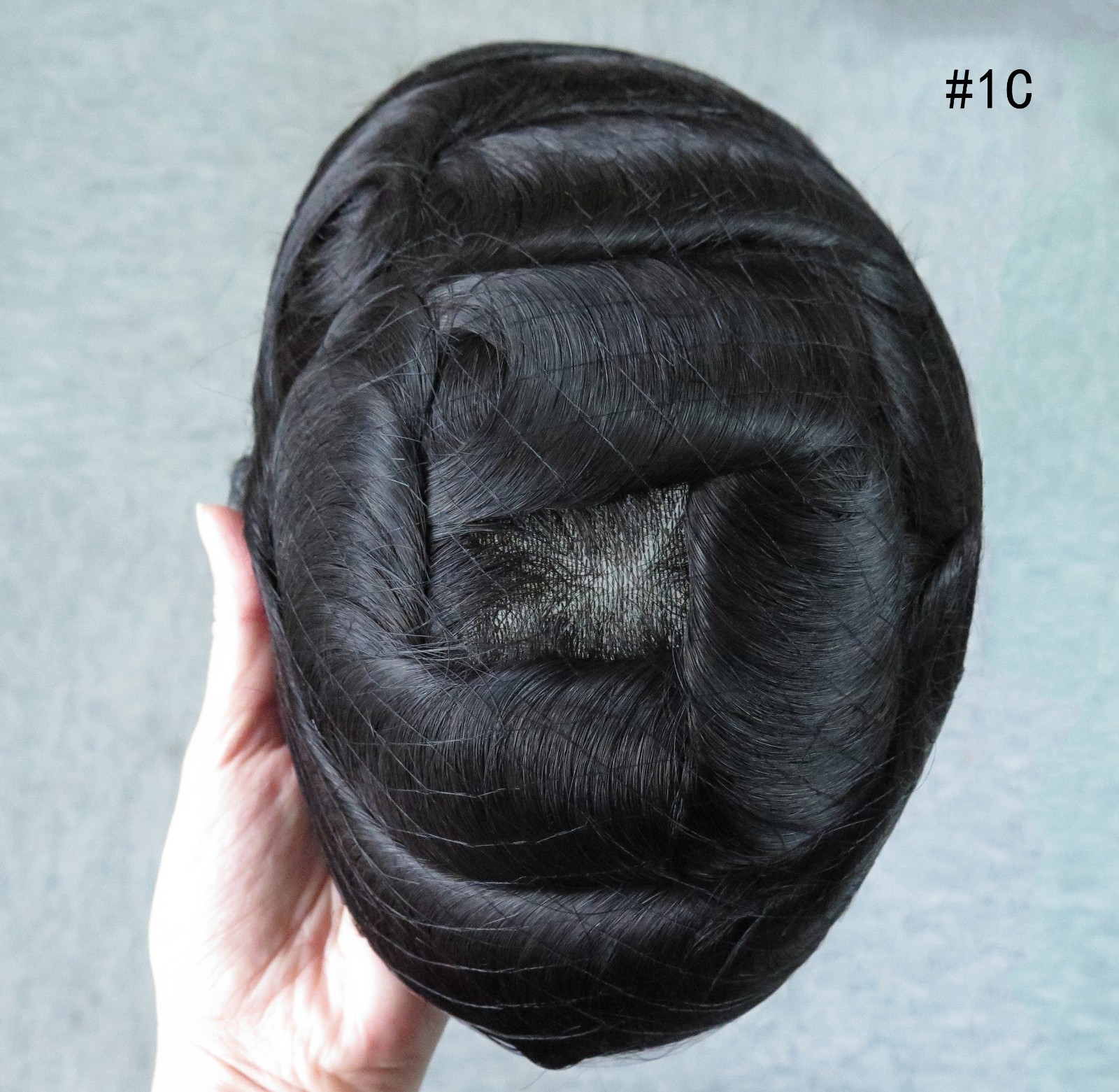 Men Toupee Hairpiece Human Hair Replacement System Full French LACE Black 6×8#1C