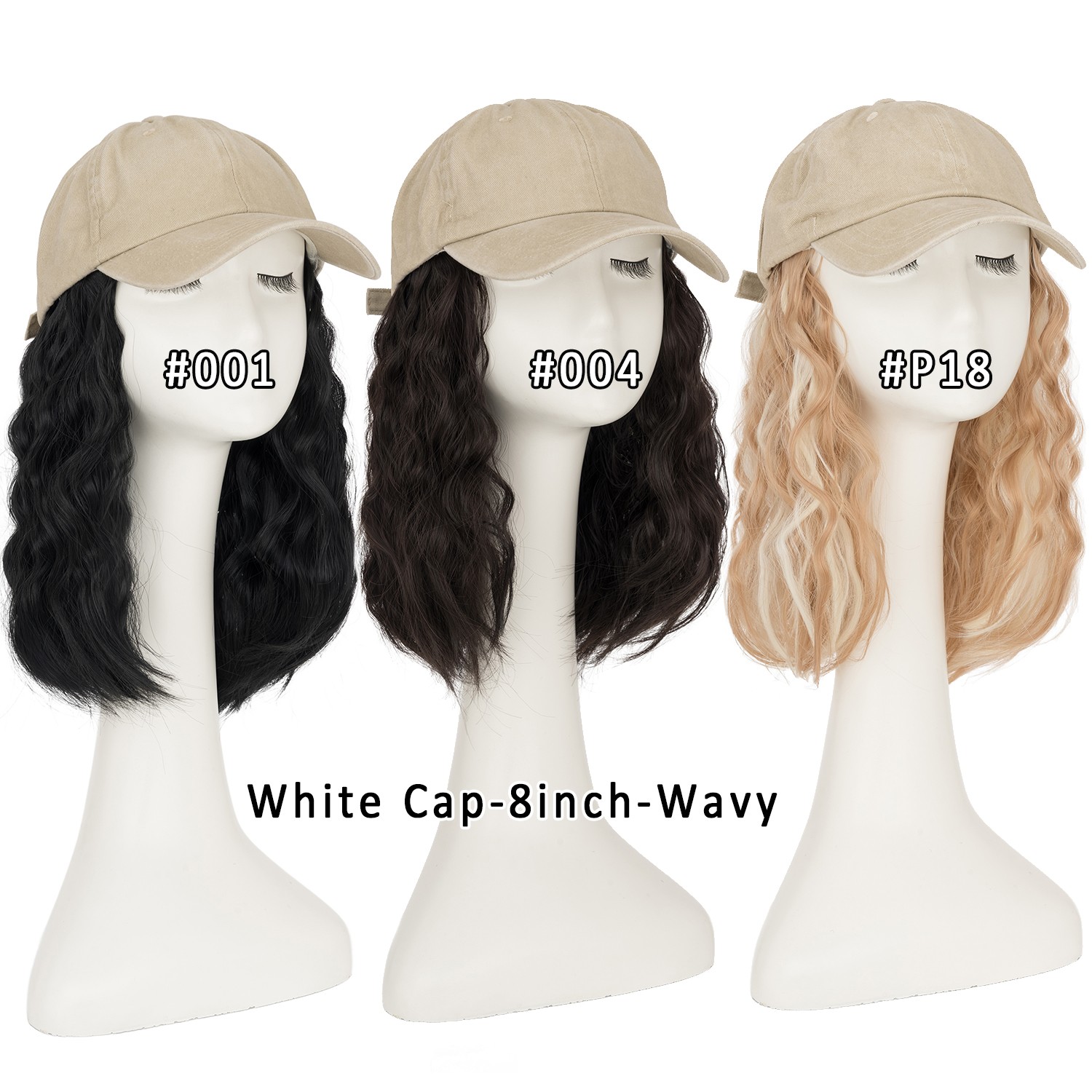 Women long Wavy Wig Baseball Cap With Synthetic Hair Adjustable Dad Hat Natural