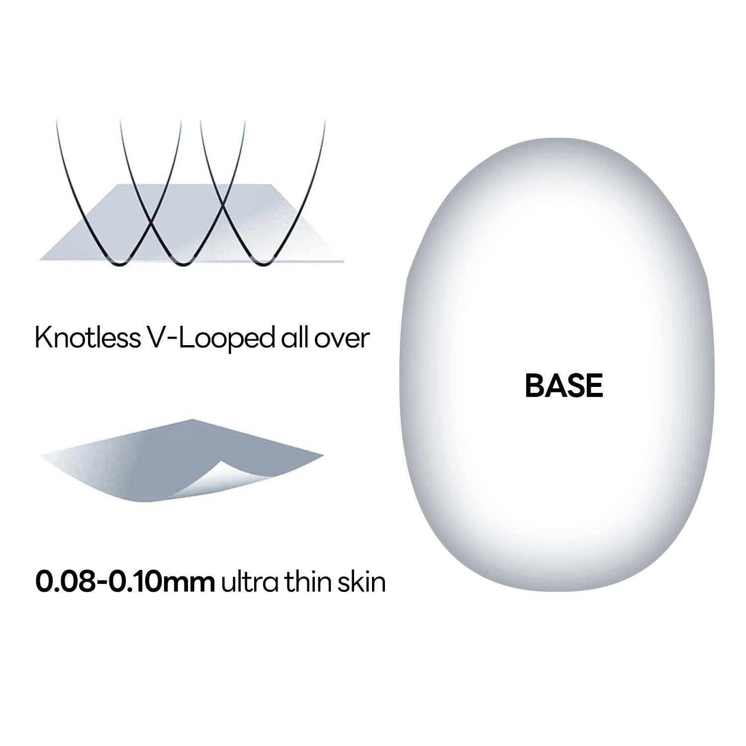 0.04mm Ultra Thin Skin Toupee For Men V-looped – Off Black – Light/Med Density