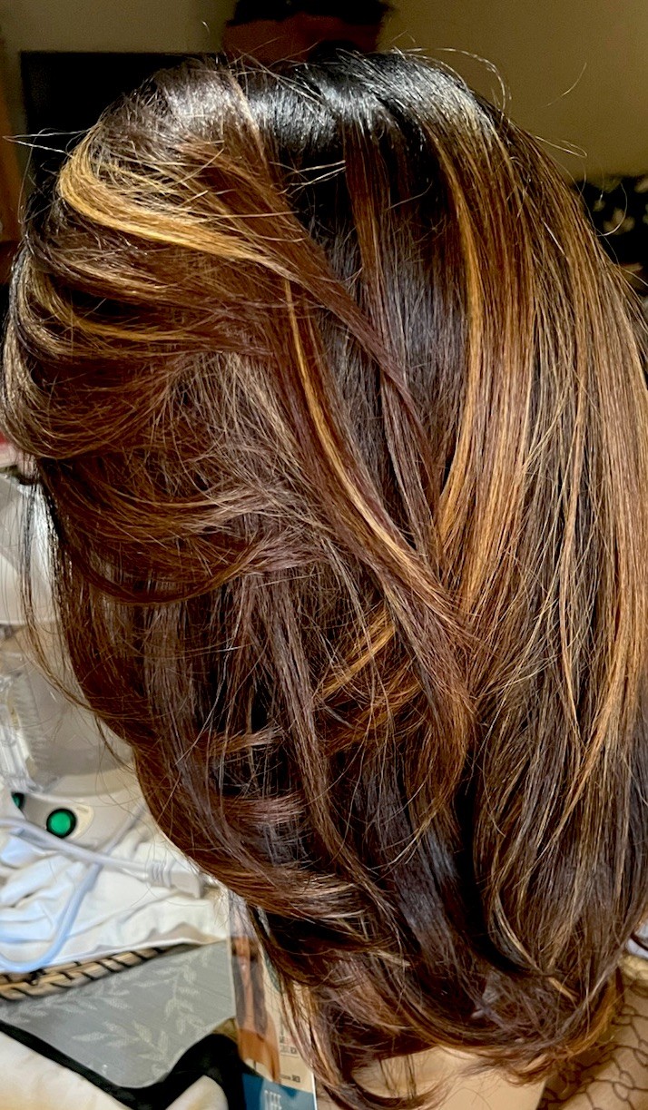 100% SYNTHETIC LACE FRONT WIG LAYERED BOB BROWN & GLD MIX COLOR:SOH239 HEAT OK