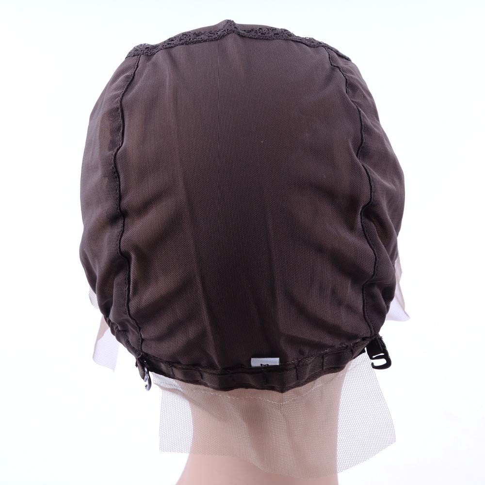 YANTAISIYU Lace Front Wig Cap for Making Wigs with Adjustable M, Dark Brown