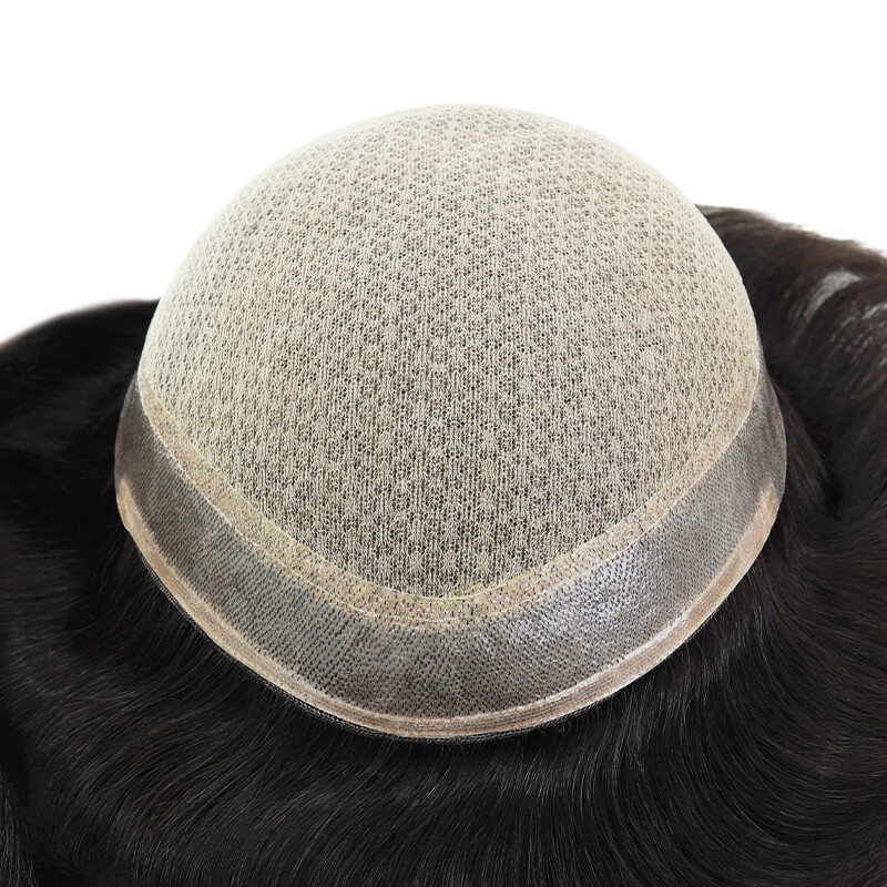 Mens Toupee Human Hair System Diamond Net Injection Skin Straight Hair Pieces#NC