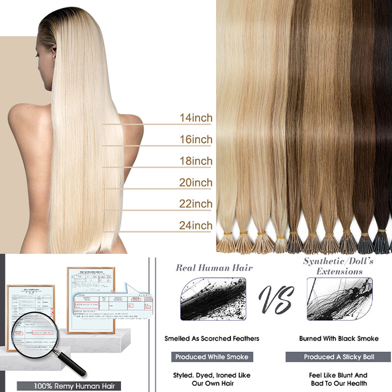 CLEARANCE Stick I Tip 100% Remy Human Hair Extensions Ketain Fusion Pre Bond