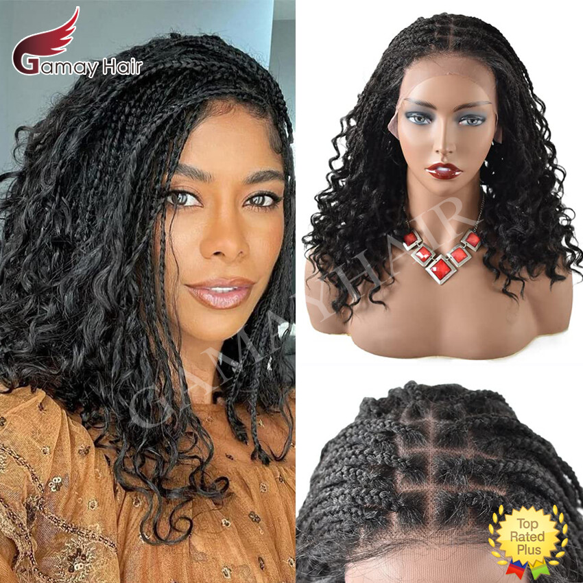 Hand Braided Cornrow Women Wig Lace Front Lightweight Glueless Synthetic Wavy US