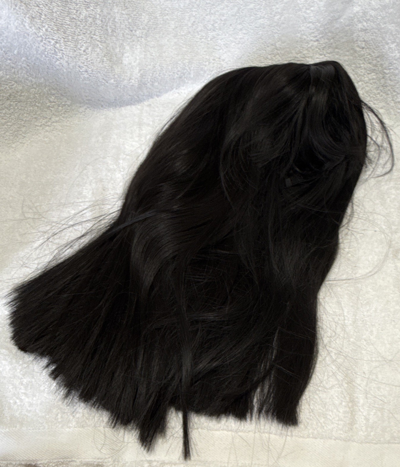 Women’s Long Black Synthetic Straight Wig, Classic Cap, C-Part, One Size #0004