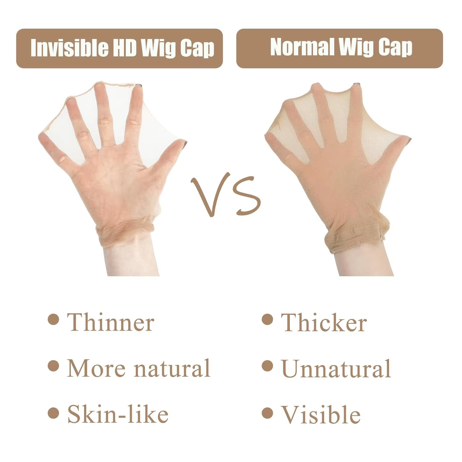 HD Wig Cap Ultra Thin Stretchy Nylon Stocking Wig Cap Lace Front Women