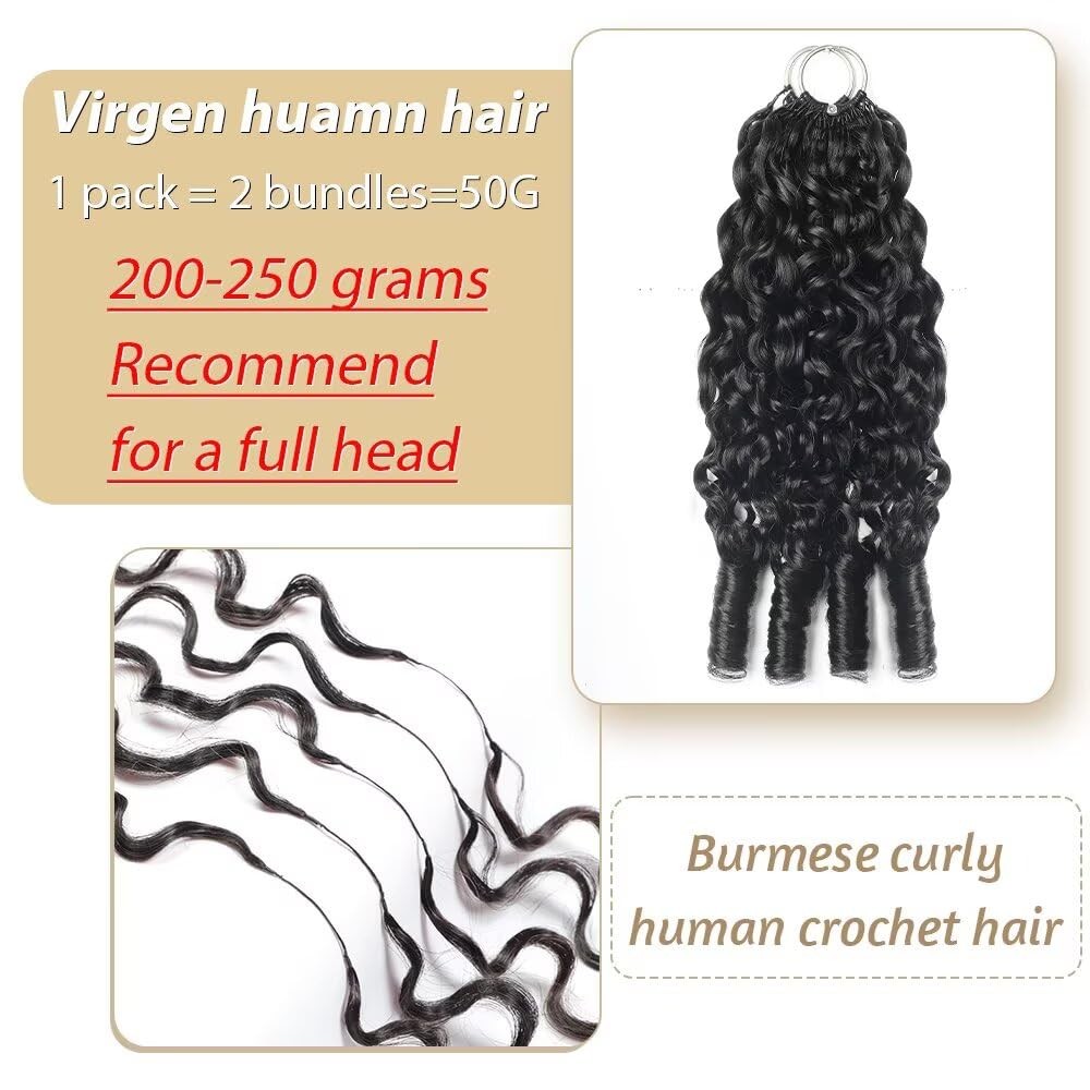 Human Crochet Hair for Black Women Burmese Curly Human Hair Crochet Bundles 2…