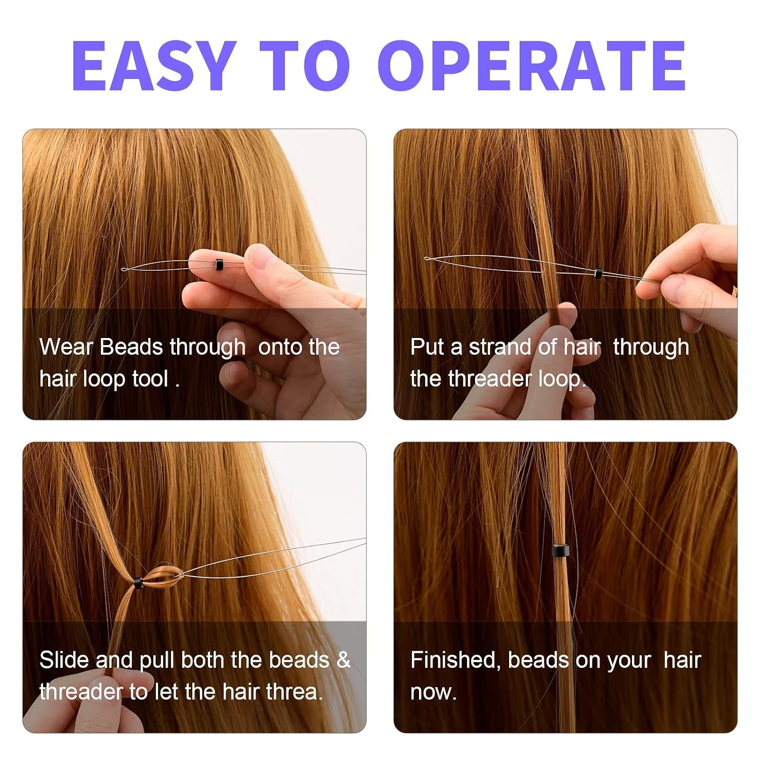 Stainless Steel Hair Extension Tool Kit, Loop Needle Pulling Hook and Threader