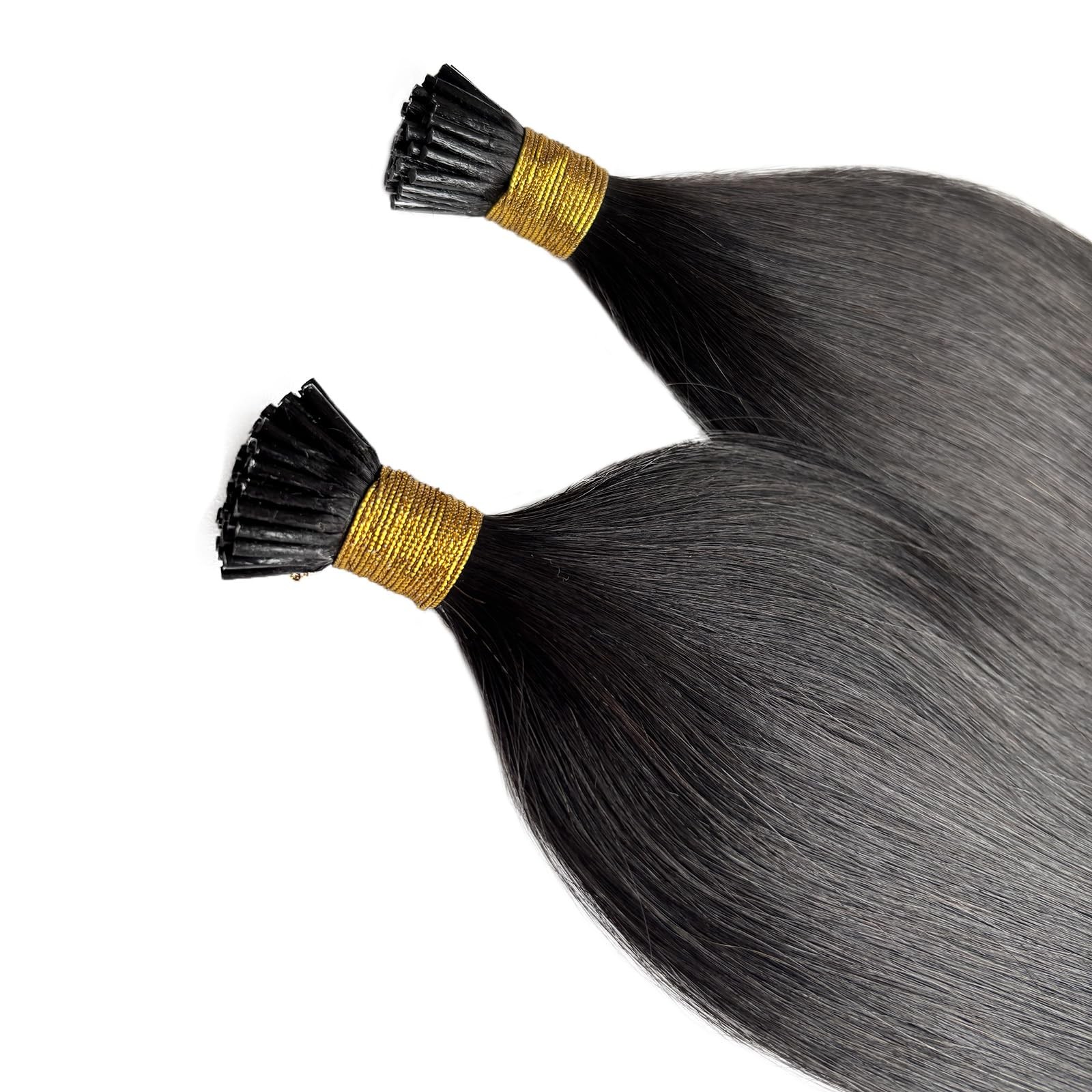 I Tip Hair Extensions 24 Inch Long Straight Black Real Human Hair I Tip Extensio