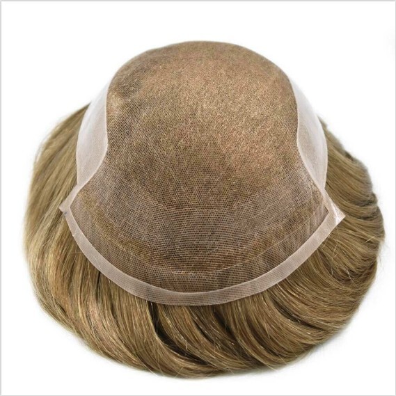 Swiss Lace Front Mens Toupee Poly Skin Hairpieces Human Hair Replacement System