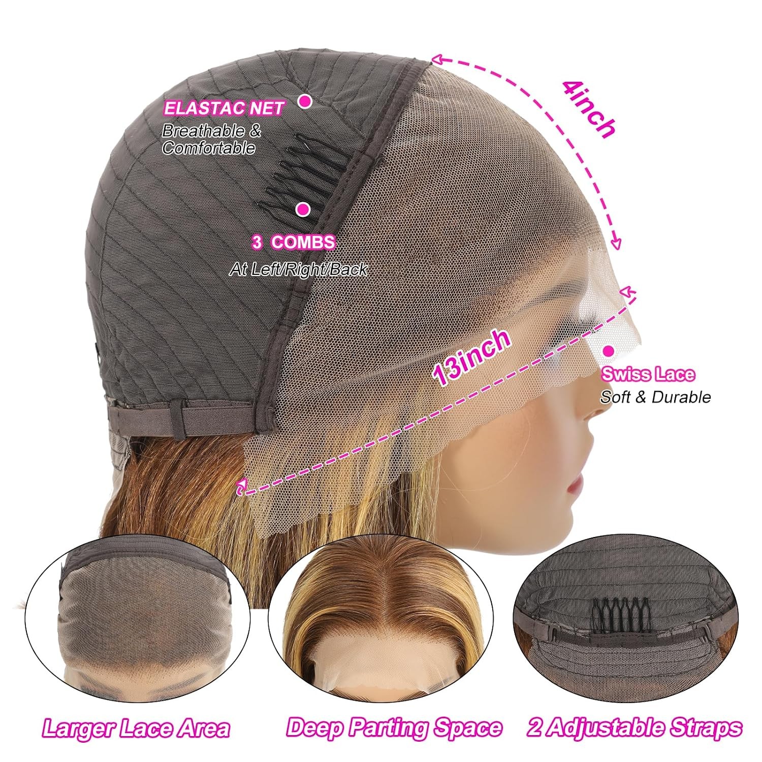 13×4 Ombre Highlight Bob Human Hair Lace Front Wigs P4/27 14 Inch Colored Wigs