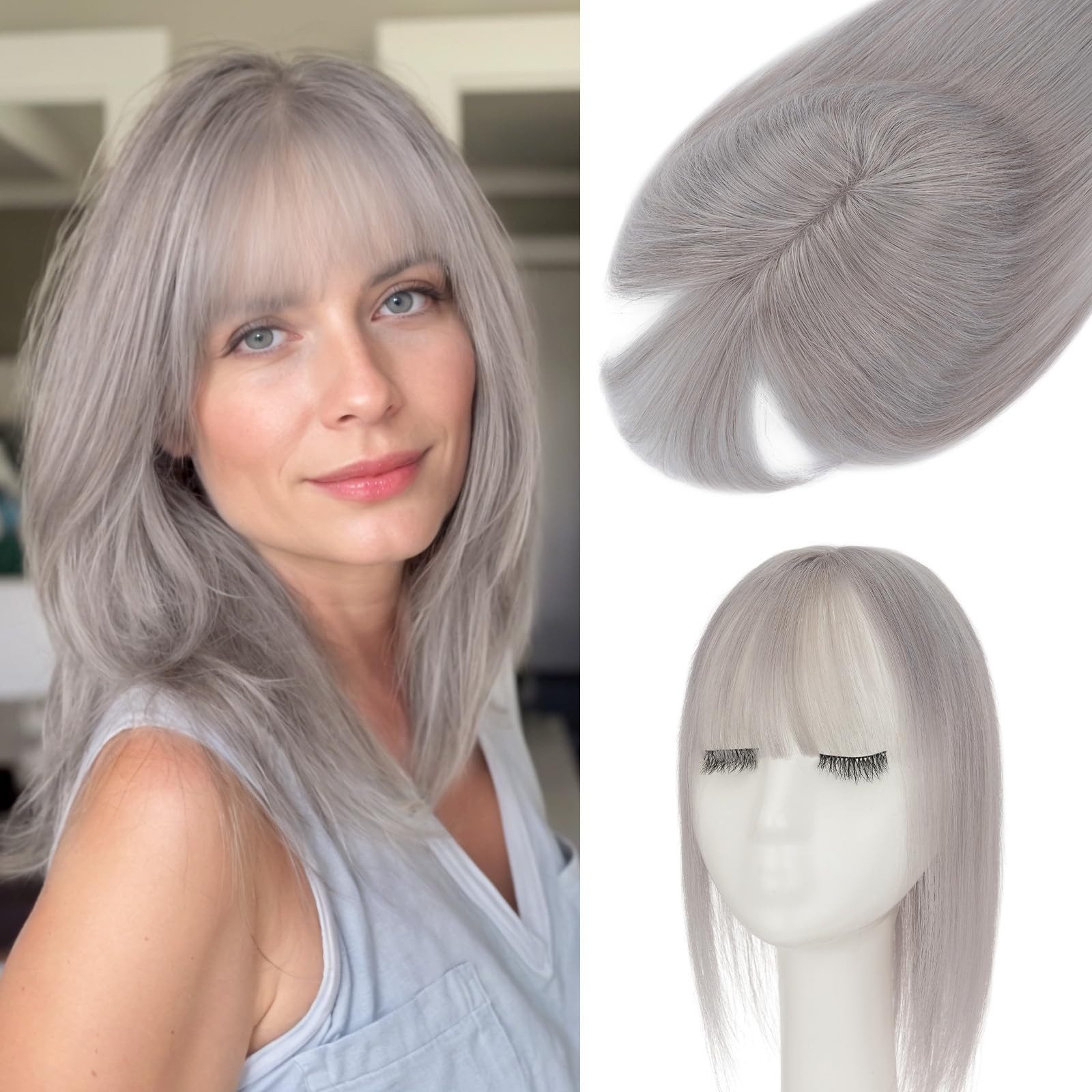 Rich Choices Hair Toppers For Women Real Human Hair 3603D Clip In Bangs 100