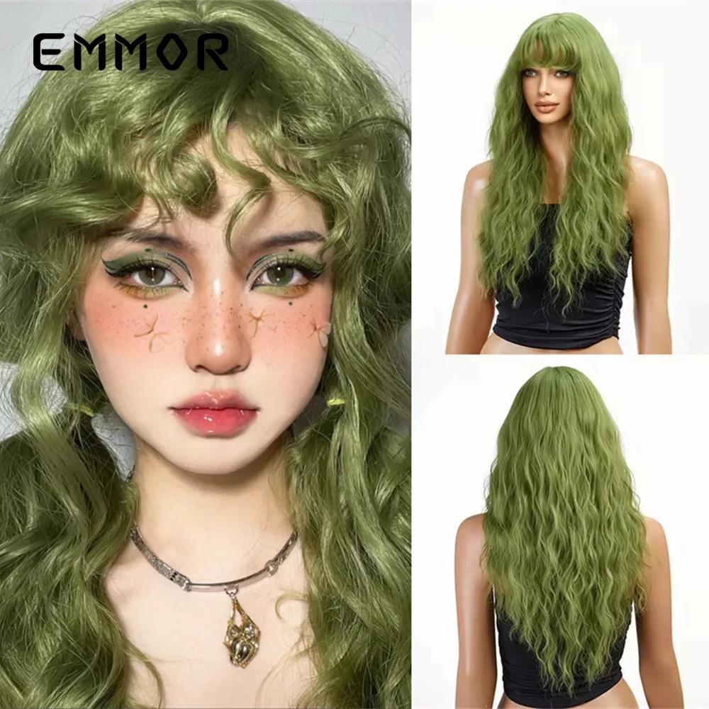 Japanese Korean Style Highlight Brown Small Wool Curly Wig Light Bangs Lazy