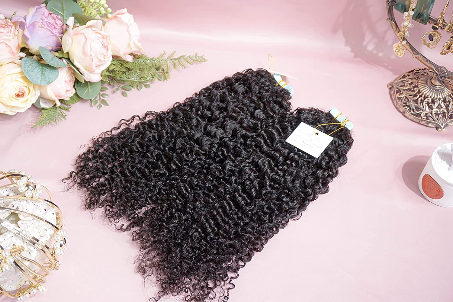 Sassy Curly Tape In Hair Extension Brazilian Human Hair Skin Weft 100g 40Pcs
