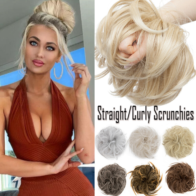 LARGE Real Thick Messy Bun Hair Piece Scrunchie Updo Wrap Extensions as Human US
