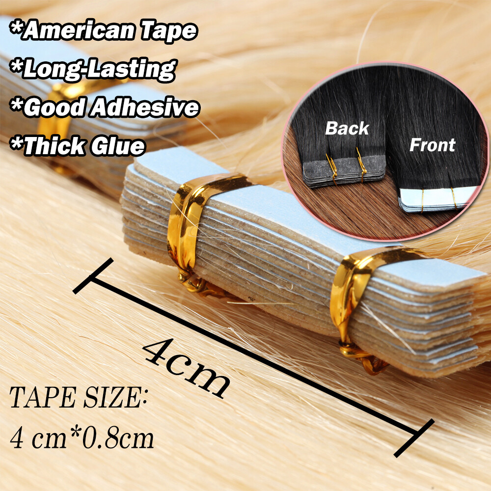 Invisible Brown Tape In Real Remy Human Hair Extensions 20/40/60 Pcs Thick Q396