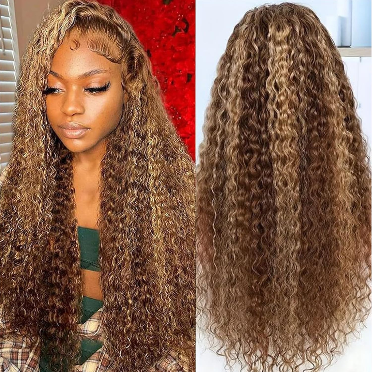 250% Density 5×5 Deep Wave Honey Blonde 4/27 Transparent Lace Human Hair