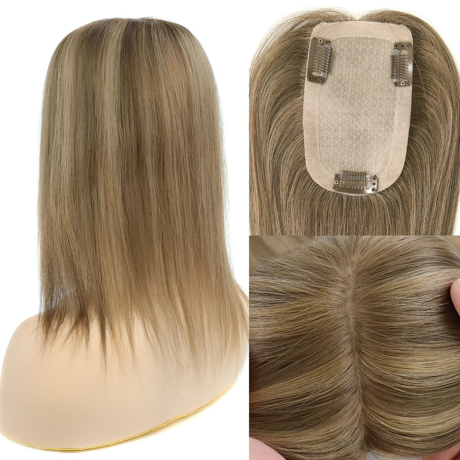 Topunique Toppers Hair Pieces For Women Tac 3X5 Inch Injected Silk Base 12 Inch