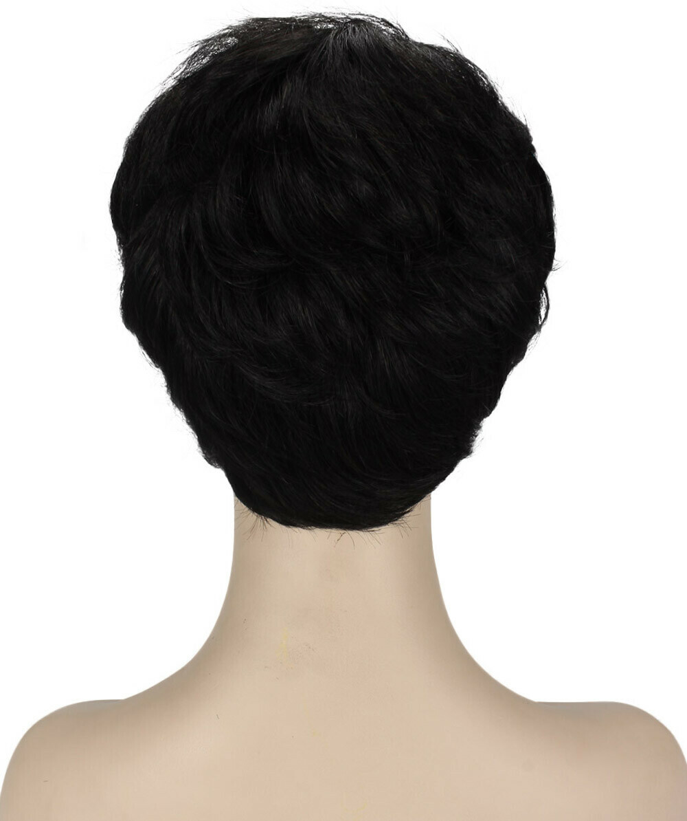 Ava – Straight Kanekalon Synthetic Fiber Full Wig, 1.5 – 4.5 in, Black