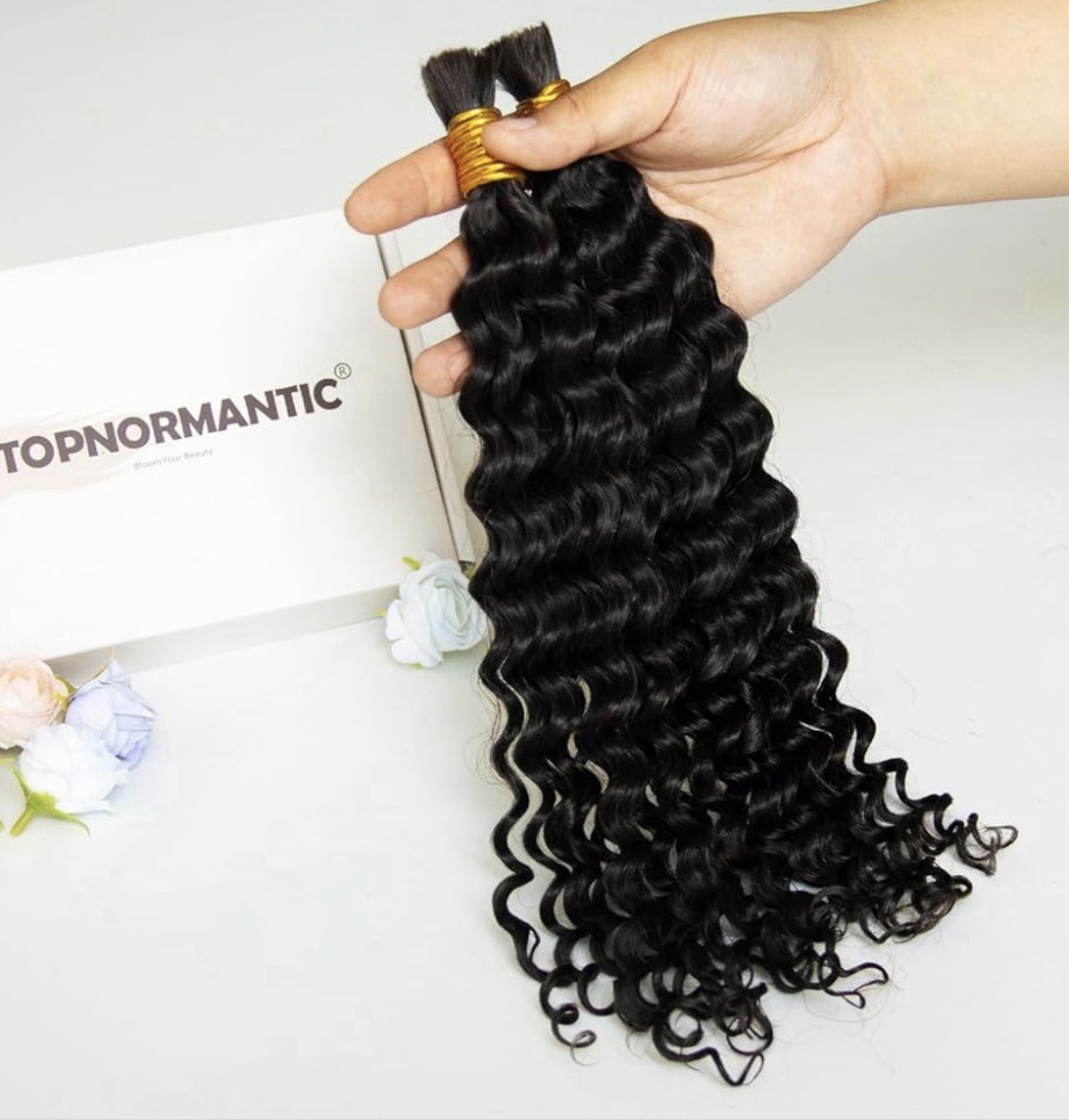 Human Braiding Hair for Boho Braids 100G, 16 Inch Curly Natural Black 12A