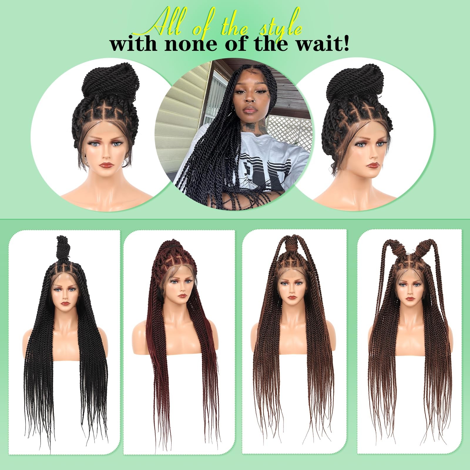 Youthfee 360 Hd Full Lace Braided Wigs Knotless Twist Braided Wig For Women
