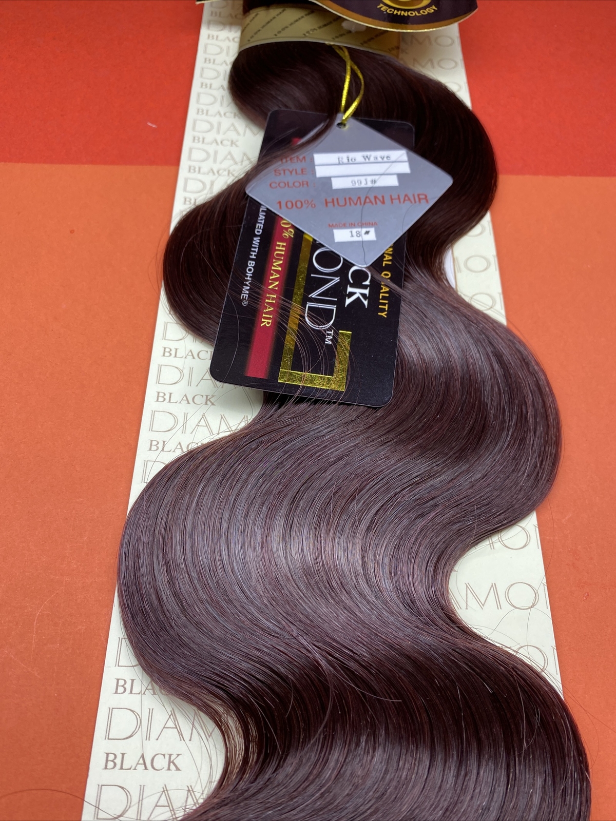 BLACK DIAMOND Human Weave Hair_RIO_WAVE_18″_#99J