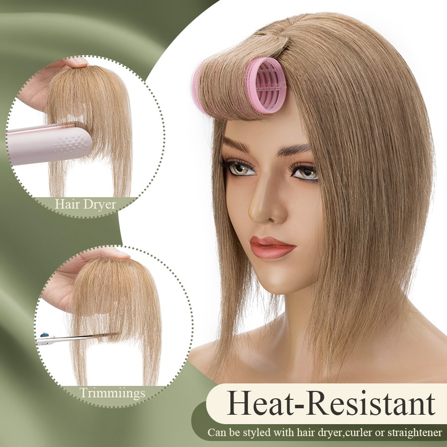 US Remy Human Hair False Air Bangs Neat Fringe Hairpiece Clip in Front Hairpiece