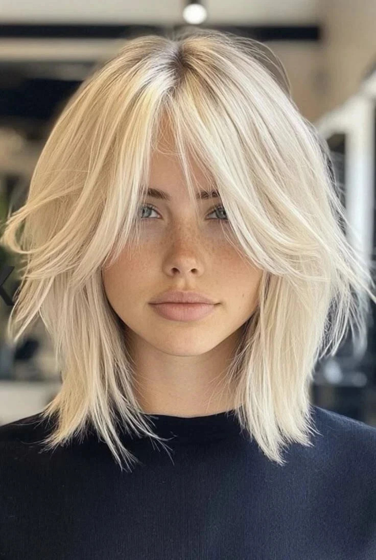 Real Human Hair New Fashion Women’s Layered Short Blond Straight Wigs 12 Inch