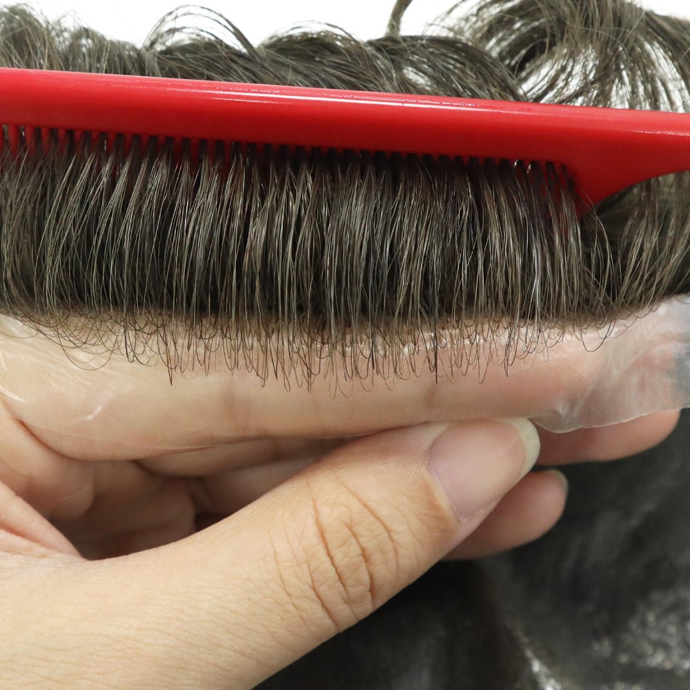 Micro Ultra Thin Skin Super Mens Toupee Human Hair System 0.02mm Hairpieces OSNG
