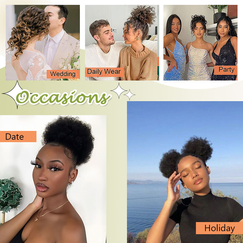 Afro Puff Drawstring Ponytail Kinky Curly Synthetic Hair Chignon Bun Extension