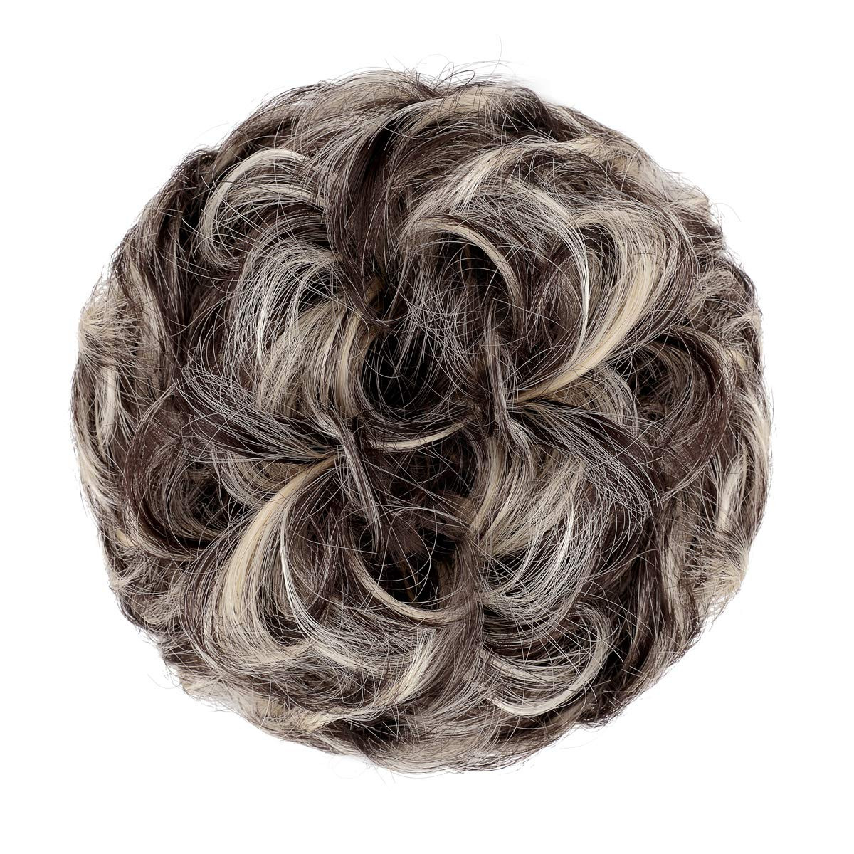 2 PCS Messy Bun Hair Piece Wavy Curly Scrunchies Synthetic Chignon Ponytail Hair