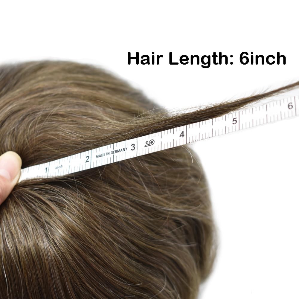 Mens Toupee Hairpiece Durable Fine Mono Poly Human Hair Replacement System