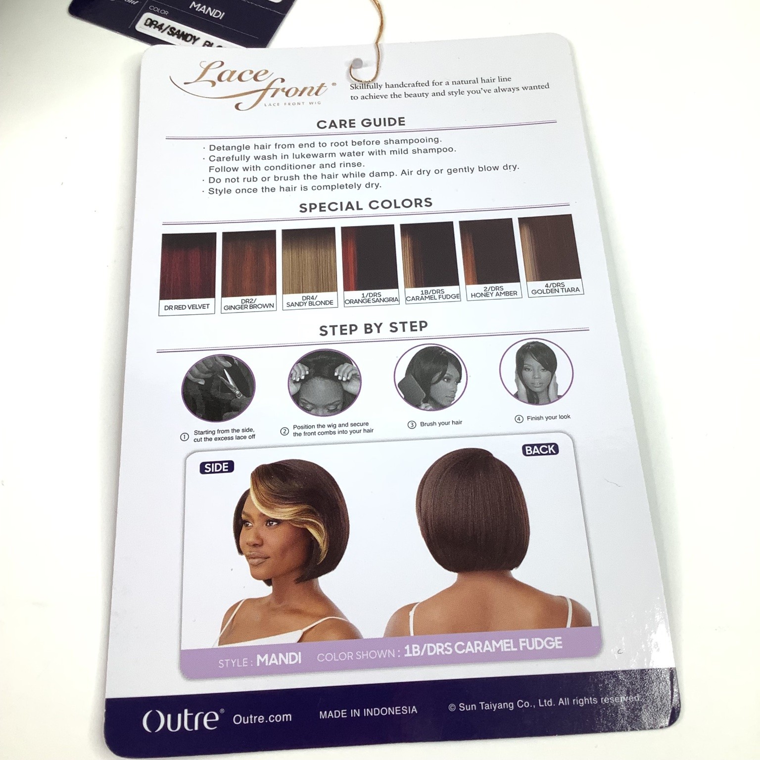 Outre Mandi Lace Front Wig 10″ DR4/SANDY BLONDE Heat Resistant Fiber