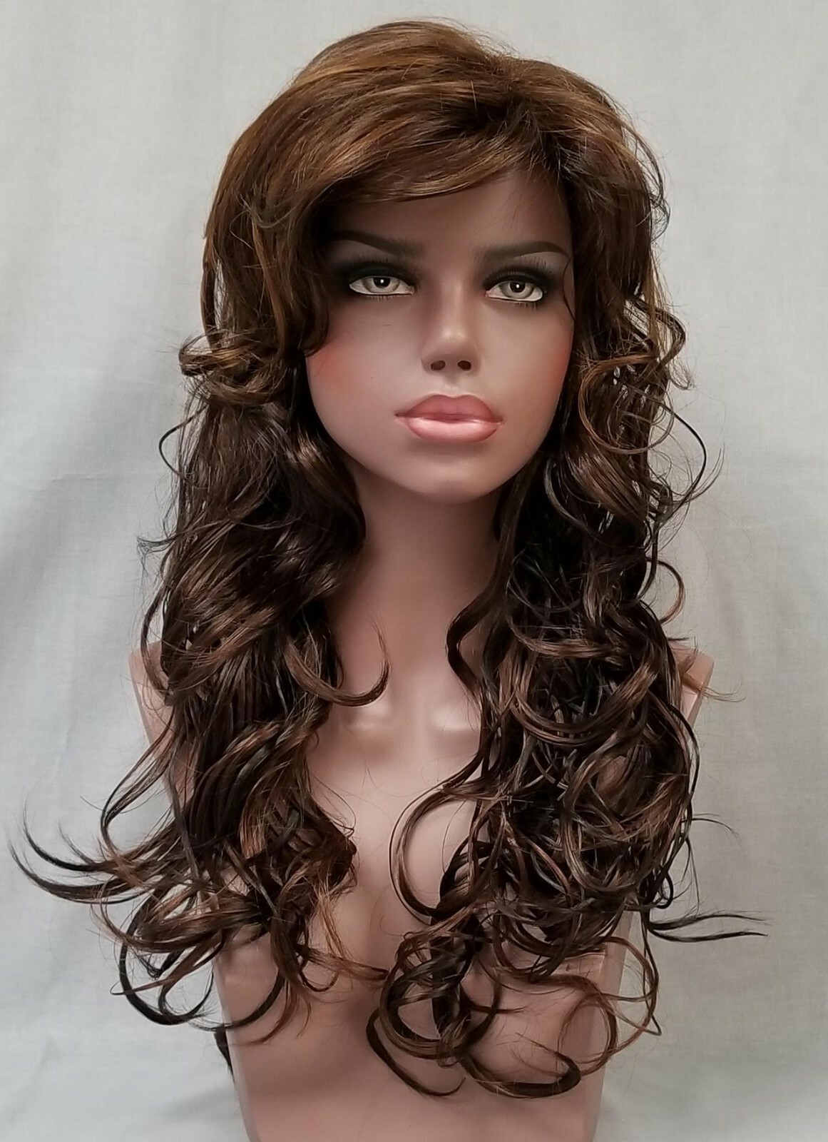 WOMENS 22″ LONG BIG LOOSE CURLS CURLY WAVY HAIR LAYERED WIG W/ BANGS DAREEN