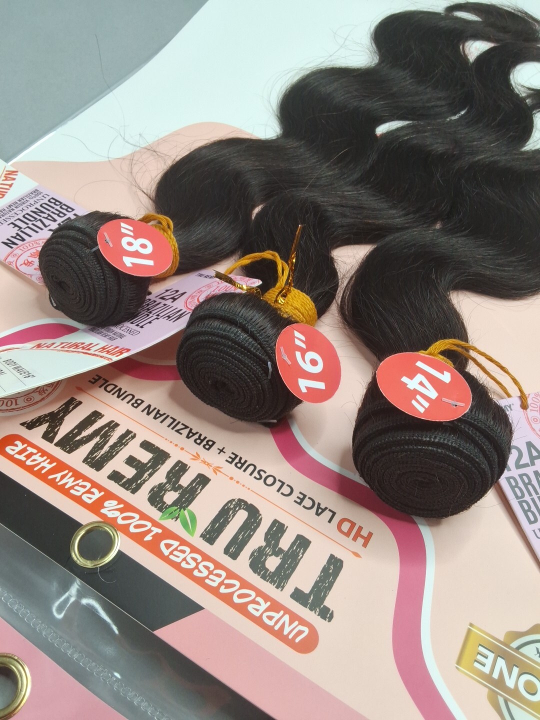 14″ 16″ 18″ Body Bundles And HD Frontal Unprocessed Human Hair Natural Black