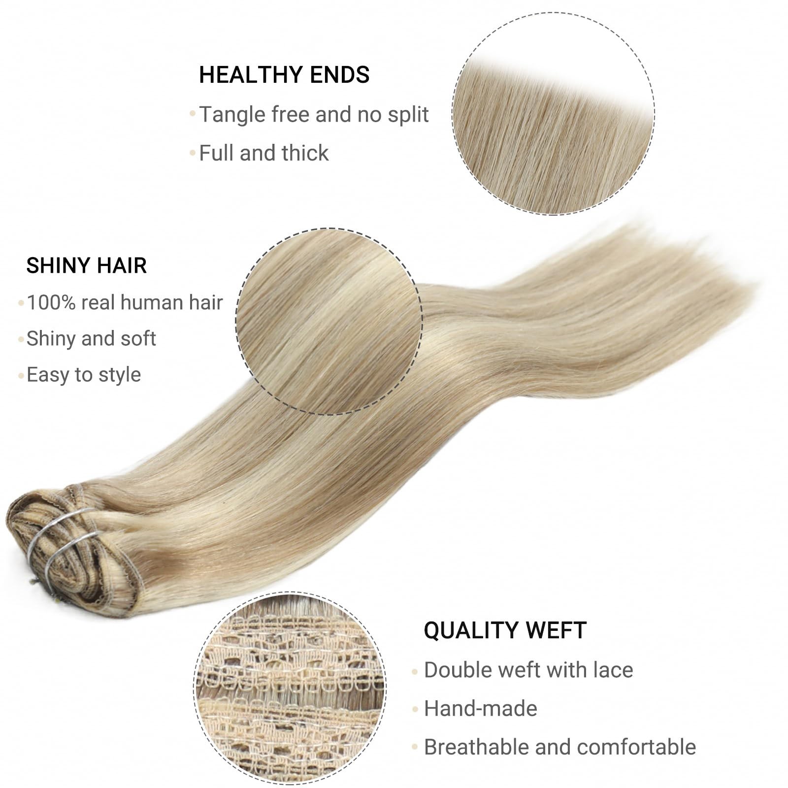 Fubili Clip In Hair Extensions Light Blonde Mix Golden Blonde Remy Clip On Hair