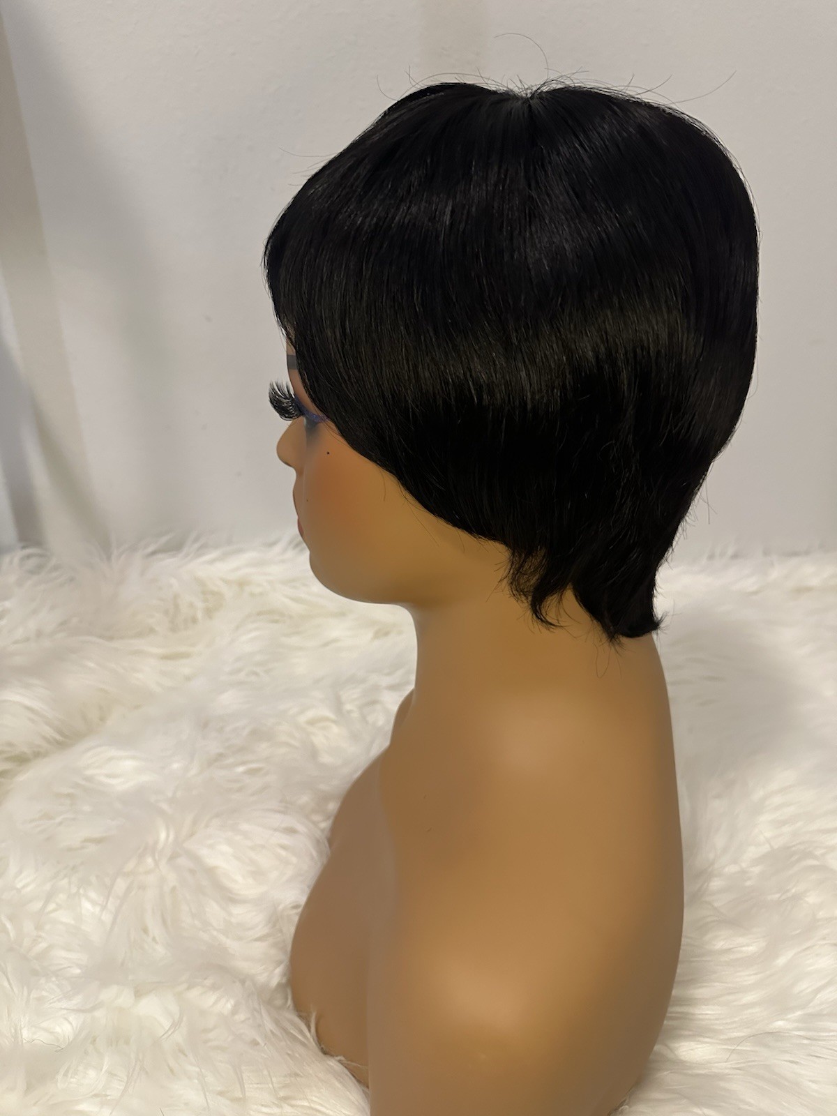 Short Black Straight Pixie Wig for Women Adult Natural Style