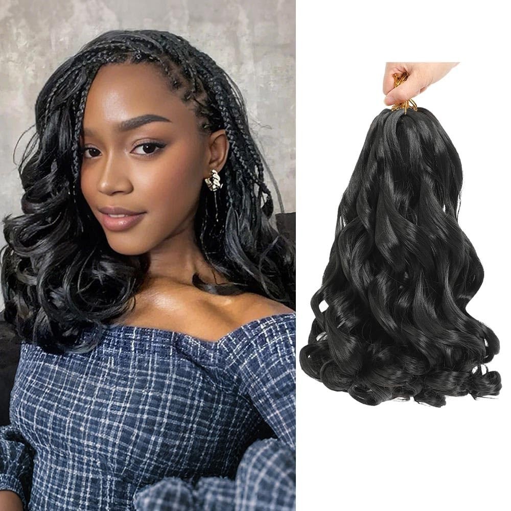 French Curl Braiding Hair 12 Inch Pre Stretched Bouncy Curly Extensions 16 Total