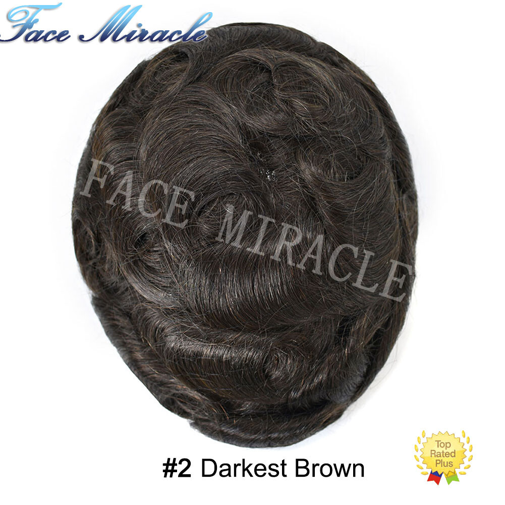 0.1mm Thin Skin Mens Toupee Human Hair Systems 7″X9″ PU Injected Men Hairpiece