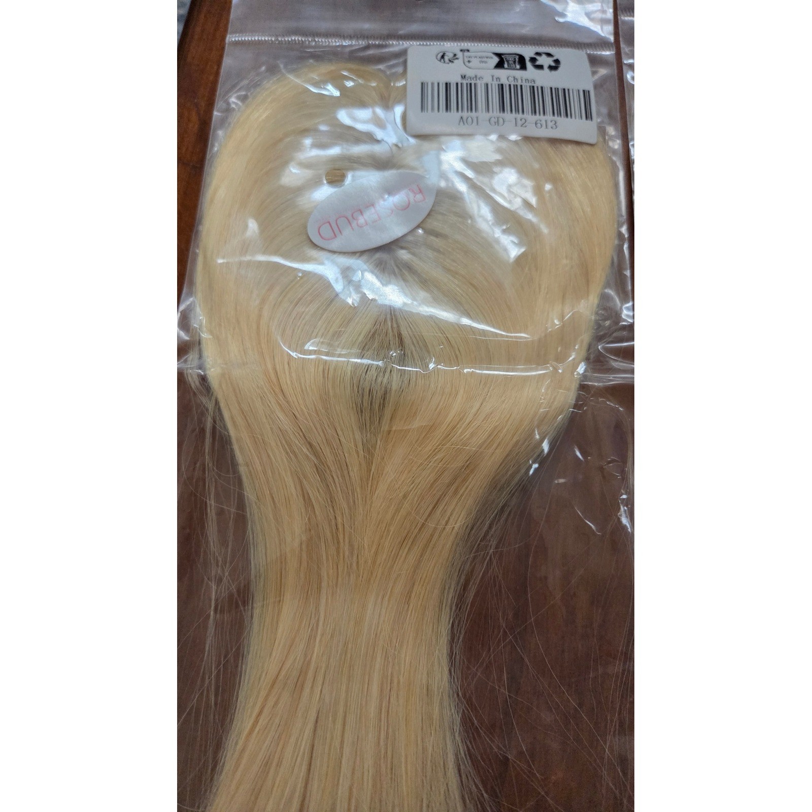 Rosebud Blonde Clip-In Hair Topper Straight Lace Base Hairpiece A01-GD-12-613