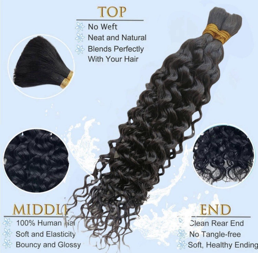 Human Hair For Braiding 100gm 20inch Deep Curly Bulk(2bundles/pack)Reg Price$70