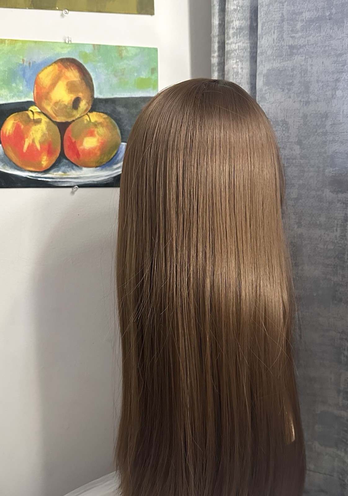 Lace Front 24in Light Brown Straight Middle-Part Wig for Women