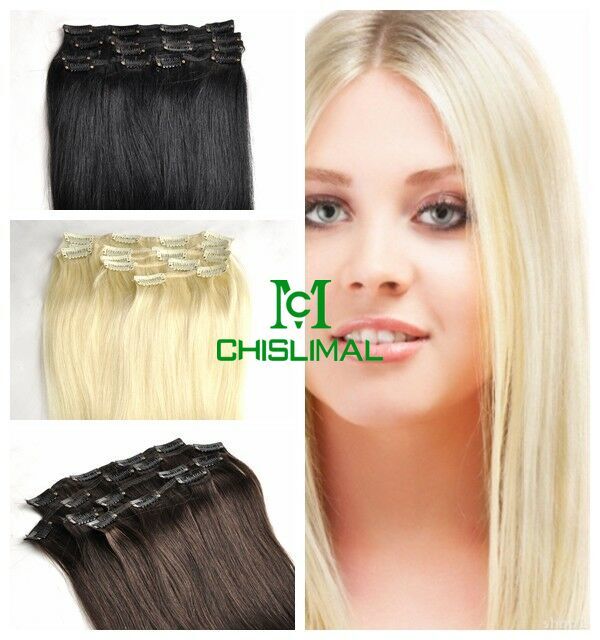New 8pcs Clip In Human Hair Extensions 80g 120g 16- 28inch Remy Hair Salon Hair