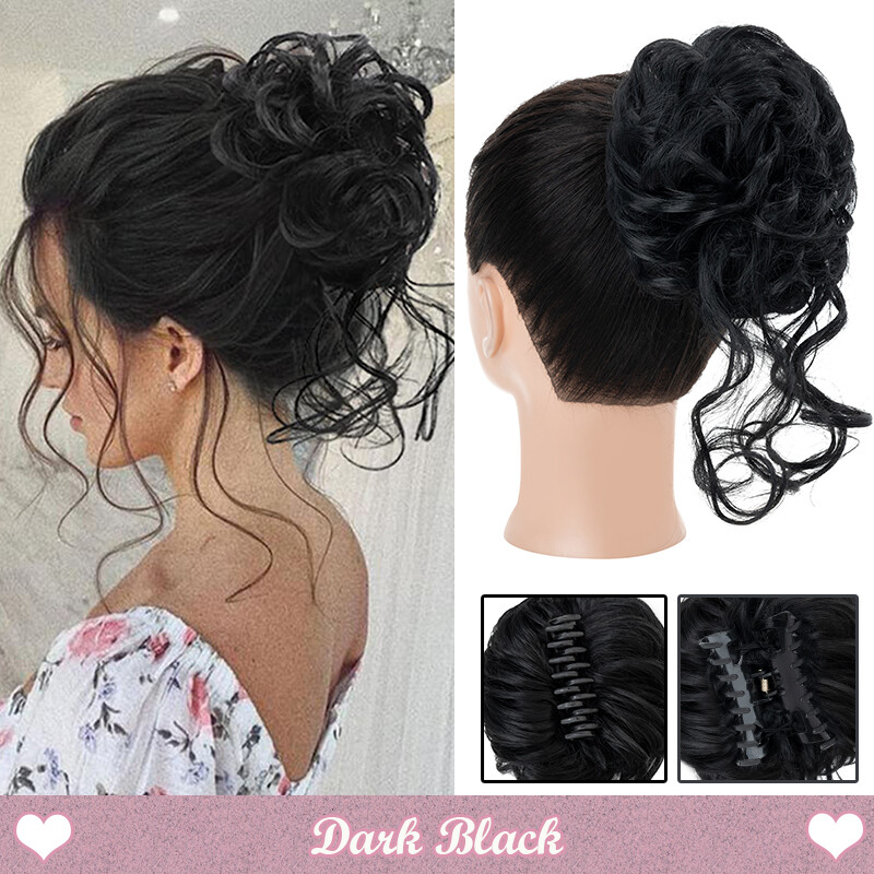 65g Claw Clip on in Messy Bun Hair Piece Extension Wedding Updo Mini-Ponytail US