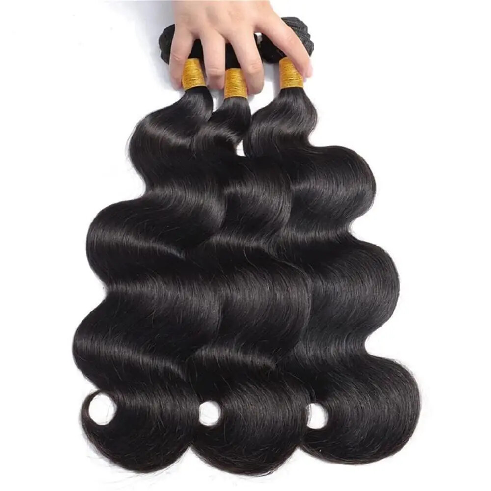 1B Natural Black Body Wave Human Hair Extensions Brazilian 100% Unprocessed Remy