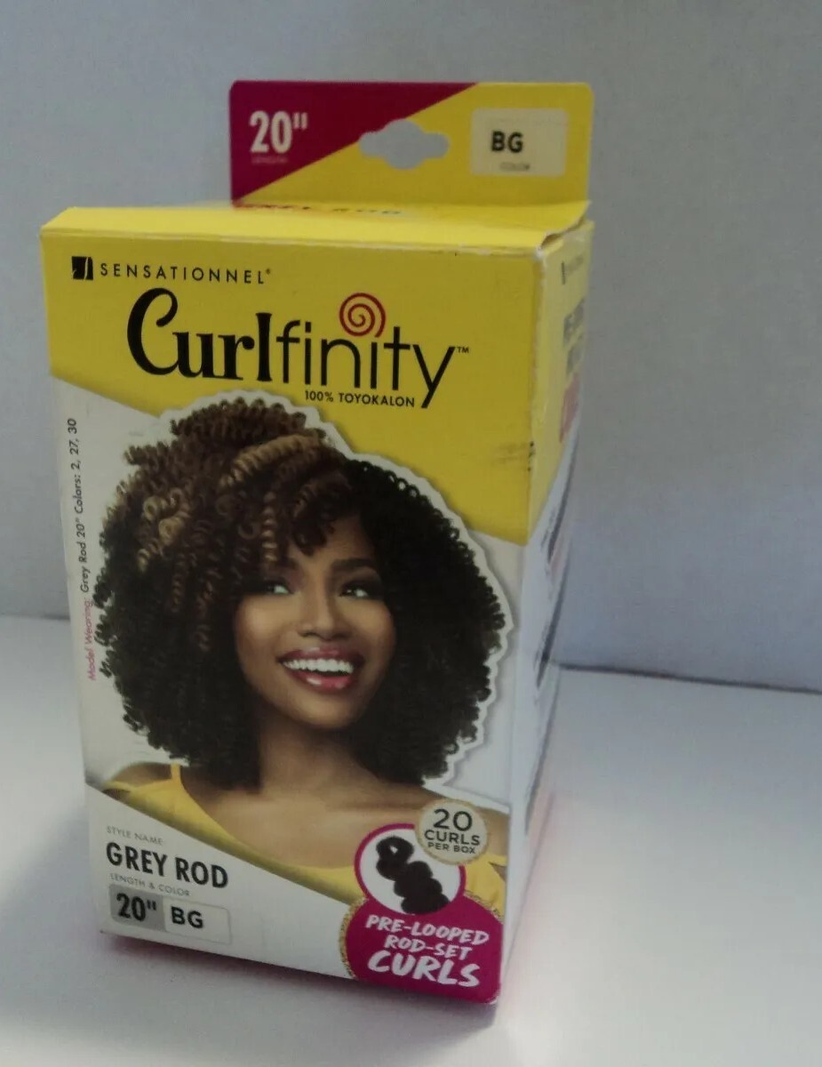 Sensationnel Curlfinity Pre Looped Grey Rod 20″ Set Curls Kinky Coiled Hair BG